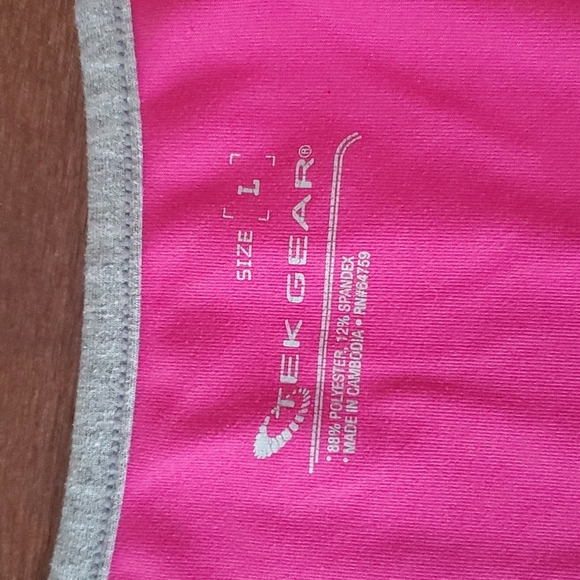 Tek Gear sz L pink with gray trim workout top - Picture 7 of 8